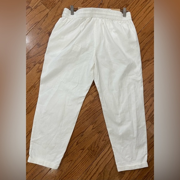 J. Crew Women's White Linen-Cotton Blend Drawstring Straight Leg Pants - Picture 3 of 5